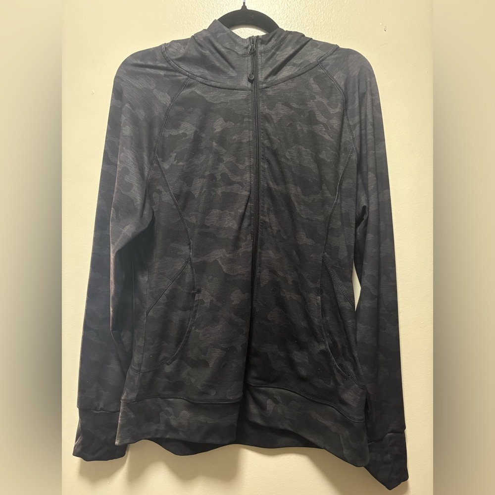 Black Camouflage Zip-Up Hoodie